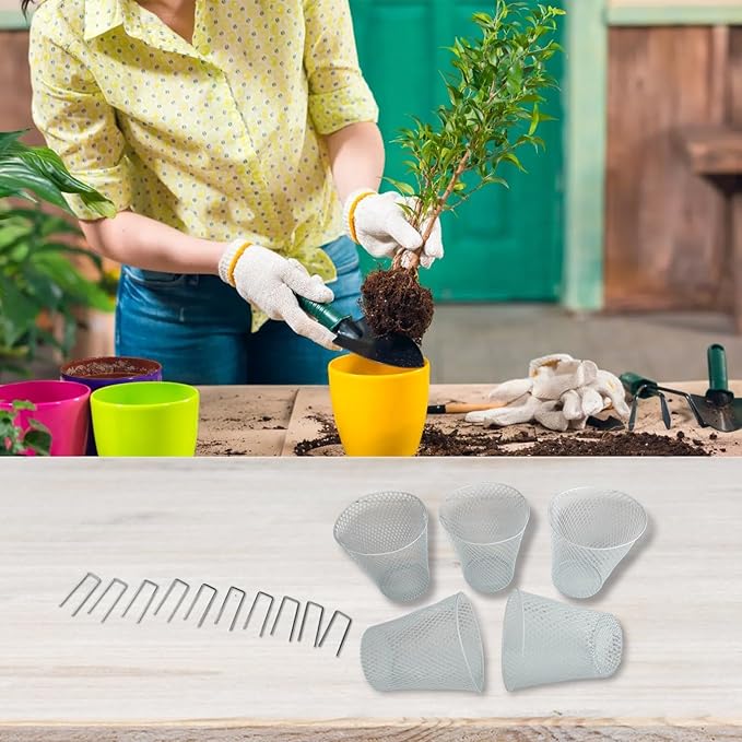 5 Metal Plant Covers with Anchoring Stakes Outdoor Shields for Vegetables, Flowers, and Potted Plants (White)