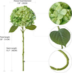 ZYTUYO 4PCS Green Fake Real Touch Hydrangea Flowers 20'' Lifelike Latex Artificial Hydrangeas for Spring Home Decor Outdoor Garden Porch Indoor Bathroom Living Room Kitchen Table Centerpiece