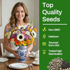 10 Varieties Flower Seeds in Individual Packs, 66,600+ Non-GMO Seeds Indoor Outdoor, Includes Zinnia Lavender Sunflower Marigold Cosmos Nasturtium Snapdragon Borage Yarrow Calendula, Wildflower Seeds
