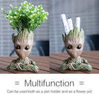 B-Best Baby Groot Pen Pot Tree Man Pens Holder or Flower Pot with Drainage Hole Perfect for a Tiny Succulents Plants 6" (Brown)