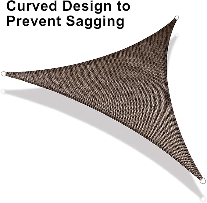 LOVE STORY 16' x 16' x 16' Triangle Brown Sun Shade Sail Canopy Sunshade UV Block for Outdoor Patio Garden Backyard