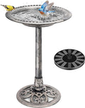 VIVOHOME Bird Bath with Solar Fountain for Outside, Polyresin Pedestal Bird Baths with Solar Powered Pump for Outdoor, Garden, Weather-Resistant Birdbaths with 20" Bowl, Gray