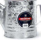Behrens Weatherproof Hot Dipped Galvanized Steel Watering Can with Wooden Handle and Side Handle for Watering Flowers and Gardens, Gray.