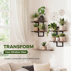 Bamworld Floating Shelves for Wall Planters for Indoor Plants Hanging Shelves Plant Holder Wall Decor Plant Stand Indoor for Plant Hangers Indoor for Living Room Bedroom Bathroom 2-Pack Brown