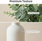 12" Artificial Sage Eucalyptus Stems Potted Plant - Realistic Small Fake Desk Plants for Office Home Decor, Faux Plants in Frosted Ceramic Vase for Indoor Spaces, Table Decor（7 pcs）
