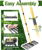 Joyhalo Lawn Leveling Rake, 36 Inch Yard Lawn Leveling for Soil with 78" Adjustable Steel Handle, Heavy Duty Effort Saving Landscape Lawn Leveler for Yard Garden Golf Course Soil Sand Dirt Grass