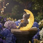 PETAFLOP Solar Cat Garden Statue Decor, Moon Cat Figurine Patio Balcony Yard Lawn Outdoor, I Love You to the Moon and Back Birthday Housewarming Gifts for Mom Grandma Women Cats Lover