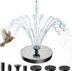 AMZtime Solar Fountain, 2026 Upgraded Solar Water Fountains with 6 Nozzles, Free Standing Floating Solar Powered Water Fountain Pump for Bird Bath, Garden, Pool, Pond and Outdoor
