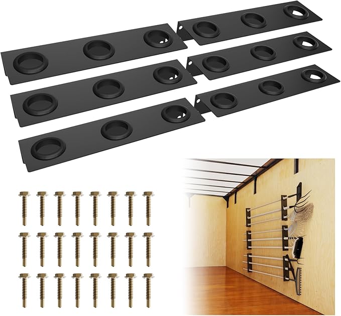 Utility Trailer Tool Rack, Shovel Holder for Truck, 6Pcs 3 Hole Tool Rack Rake Shovel Holder Landscape Hand Tool Accessories for Trailer Truck