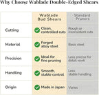 Wablade Japanese-Made Double-Edge Bonsai Pruning Shears, Precision Bud Scissors for Clean, Smooth Cuts on Soft Stems, Hand Pruner for Flowers & Plants, 5mm Capacity (Double-blade)