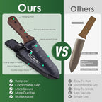 PERWIN Hori Hori Garden Knife, Garden Tools with Sheath for Weeding, Planting, Digging, 7" Stainless Steel Blade with Cutting Edge, Full-Tang Wood Handle with Hanging Hole
