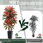 Artificial Dracaena Tree：5FT Faux Silk Tropical Yucca Floor Trees Realistic Fake Green Plant with Natural Wood Trunk & Lifelike Leaves for Home Office Decor Indoor & Outdoor (5FT,1-Pack,Black)