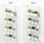 Sumerflos Acrylic Window Boxes Window Plant Shelves 4 Tier - Clear Hanging Shelf Indoor Jute Twine Adjustable Plant Holder for Window Wall Living Room Balcony Natural