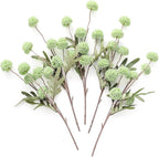 Floroom 5pcs Elf Green Faux Silk Mums Artificial Flowers, Bulk Fake Small Mini Chrysanthemums with Stems for DIY Sage Green Wedding Centerpieces Floral Arrangements Vase Fillers Home Decorations