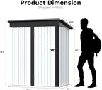 Greesum Outdoor Storage Shed 5 x 3 ft. Utility Tool Shed Metal Storage Garden Shed with Door & Lock for Patio Storage, White