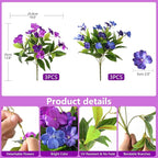 Hommyea Artificial Fake Flowers for Outdoor, 6 Bundles UV Resistant Faux Plants Decoration Silk Flowers No Fade Plastic Flowers for Outside Planters Home Porch Patio Yard Garden Decor