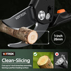 VOTREK® Pruning Shears for Gardening, [Patented Stepless Handle Opening] - Bonsai Scissor with Ultra-Sharp SK5 Steel for Weak Hand, Universal Fit for All Hand Sizes, Effortlessly Cuts 1-Inch Branches