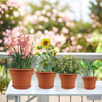 Pottiffe 16 inch Plastic-Flower-Pot-for-Indoor-Plants, 4 Pack Large Outdoor Planter Pot with Drainage Holes & Saucers, Resin Decorative Garden Pots Planters