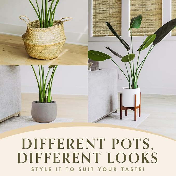 TRESIL 55 inches - Bird of Paradise Artificial Plant, Comes with Black Pot, Large,Vibrant Banana Leaf Design, Faux Plants Indoor, Floor Plants for Living Room Decor, Ideal for Home Garden & Office