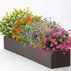 Grunyia 10 Bundles Artificial Fake Flowers, Faux Outdoor Plastic Plants UV Resistant Shrubs Outside Indoor Decorations (Pink-Eucalyptus)