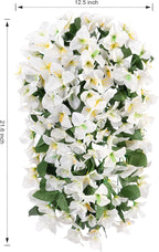HyeFlora Bougainvillea Artificial Hanging Flowers Plants for Outdoors Decoration, 2pcs White Fake Flowers Silk Bougainvillea Vines Realistic UV Resistant Faux Flowers for Outdoor Planters Patio Yard