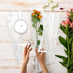 Bayurht 101 Pcs Single Rose Sleeve with Floral Water Tubes 50 Sets Single Flower Packaging Bags Single Flower Sleeve with Ribbons and Floral Water Tubes for Christmas Bouquets Wrapping (Transparent)