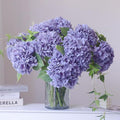 Buart 4PCS Long Stem Big Size Flowers Artificial Silk Hydrangea Lifelike Flowers Real Touch Purple Artificial Flowers Wedding Shower Bride Bouquets Office Living Room Table Decorations (21 Inch)