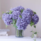 Buart 4PCS Long Stem Big Size Flowers Artificial Silk Hydrangea Lifelike Flowers Real Touch Purple Artificial Flowers Wedding Shower Bride Bouquets Office Living Room Table Decorations (21 Inch)