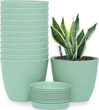 SwinDuck 6inch 12Pack Plant Pots, Plastic Planter for Indoor Outdoor Flowers Plants, Green