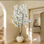 Faux White Cherry Blossom Tree 6ft(72in) Tall Artificial Japanese Sakura in Pot Realistic Cherry Plant Decor Handmade Natural Fake Pink Flower Tree for Christmas,New Year,Wedding,Living Room