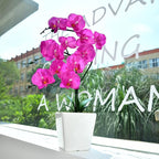 15" Tall Artificial Silk Phalaenopsis Orchid Flower Plant Pot Arrangements (Dark Blue-Purple)