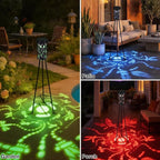 RGB Dragonfly Projection Solar Floor Lamps Outdoor,Metal Floor Light with Plant Stand,42.48" Decorative Waterproof Lighting for Garden,Patio,Porch,Yard,Deck