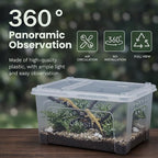 10 Pcs Reptile Breeding Box Kit & Snake Feeding Box, Portable Transparent Habitat for Spiders & Lizards, Small Reptile Enclosure with Plastic Feeder Dish, Thermometer Hygrometer & More