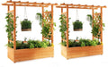 MAT EXPERT Raised Garden Bed with Trellis & Hanging Roof, Lattice Panel with Drainage Hole for Flower, Climbing Plant, Herb, Planter Box for Garden, Patio, Yard (2, 43.5" x 17.5" x 44" (L x W x H))