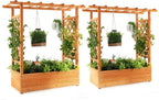 MAT EXPERT Raised Garden Bed with Trellis & Hanging Roof, Lattice Panel with Drainage Hole for Flower, Climbing Plant, Herb, Planter Box for Garden, Patio, Yard (2, 43.5" x 17.5" x 44" (L x W x H))