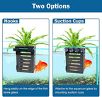 Aquarium Plant Holder 4 PCS Hanging Aquatic Plant Pot with 24 Hooks and 20 Suction Cups for Fish Tank Aquarium Planter and Aquascape Decorations (Black)