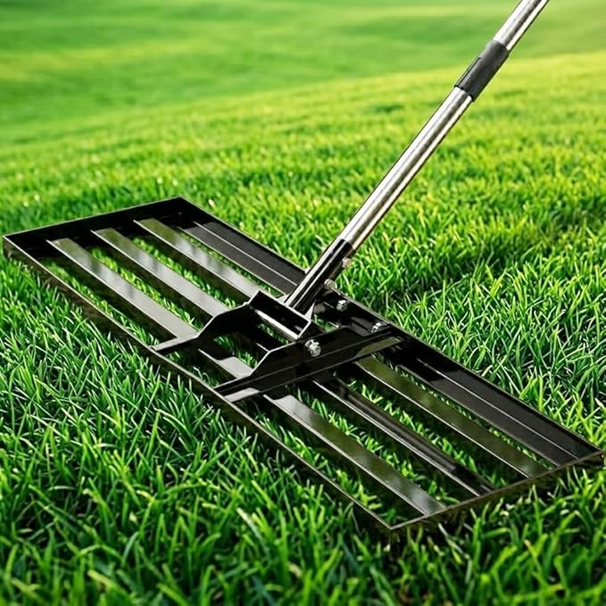 30x10 inch x 72" Lawn Leveler Rake, Effort-Saving Tool with Stainless Steel Handle for Golf Courses, Lawns & Gardens, Professional Landscape and Yard Leveling Tool
