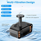 Antfraer 4W Solar Fountain Pump with Pond Filter, Solar Pond Filter Kit with 5 Nozzles & PVC Tubing, Solar Water Fountain for Outdoor Bird Bath, Small Ponds, Water Circulation & Oxygenation