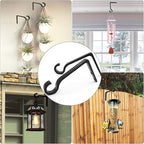 QIEGL Hanging Plant Bracket 6inch Metal Plant Hook Shepherds Hook Decorative Wall Plant Hanger for Hanging Lanterns, Bird Feeder, Flower Basket, Home Decor Indoor & Outdoor 2 Pack (Black)