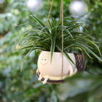 Hanging Swing Chair Planter Pot Smiley Face Planter for Indoor Outdoor Plant Cute Head Resin Flower Pots for String of Pearls Plant Live Unique Gift IdeaI for Mother Day, Christmas (Large)
