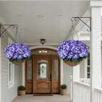 FOTEEWL 8 Bundles Artificial Hydrangea Flowers for Outdoor Decor, Realistic Faux Silk Bouquets Sun-Resistant Fake Plants for Front Door Balcony Farmhouse Garden Home Spring Summer Decor (Purple)