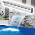 Stainless Steel Waterfall Spillway for Fish Ponds & Pool Fountains, 25cm Wide Outlet with PVC Connector, Durable Silver Finish for Garden Water Features & Landscaping