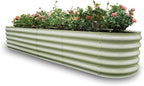 Gardmax Galvanized Raised Garden Bed, Lightweight Planter Boxes Outdoor with Easy Assembly, Large Garden Bed for Vegetables, Fruits, Flower Milk White 8FT