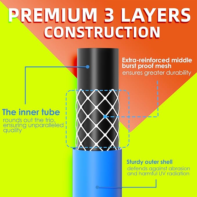 5/8 IN. × 75FT. Heavy Duty Rubber Garden Hose, High Flow 5/8" I.D. Brass Fitting No Memory Durable Heavy Duty Water Hose for Watering, Irrigation, Water Transfer Pump