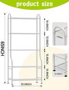 5-Tier Metal Plant Stand - Heavy Duty Indoor Outdoor Flower Shelf for Multiple Pots, 65" Tall Vertical Holder with Adjustable Leveling Feet & Wall-Fixing Kits, White