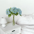 ZYTUYO 3PCS Blue Green Hydrangeas Artificial Flower 21" Real Touch Faux Latex Fake Hydrangeas Silk Bouquet for Home Kitchen Living Room Spring Table Office Wedding Party Arrangement