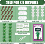 Seed Pods for All Hydroponics Growing Systems, 12 Pods Herb Kit (Chives)