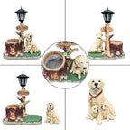 Animal Outdoor Statue Planter Solar Light Welcome Garden Sculpture Resin Flower Pot Decorative Porch Patio Yard Lawn Entryway Figurine with LED Lamp Rustic Plant Holder Ornament Courtyard (M)