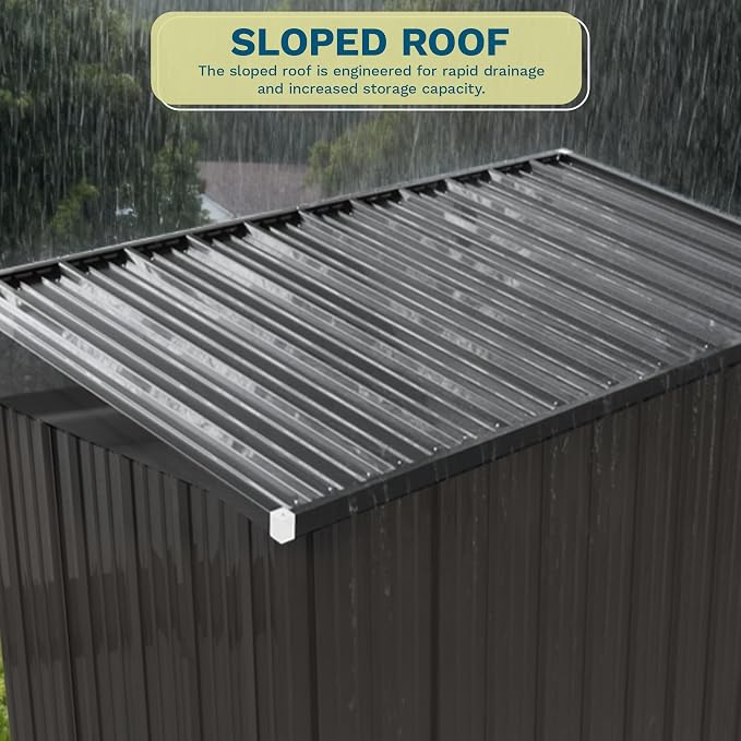 Patiowell 8x4 FT Outdoor Storage Shed with 3 Lockable Doors, Metal Garden Tool Sheds with Sloping Roof, Outdoor Utility Shed for Backyard Patio Lawn, Black