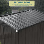 Patiowell 8x4 FT Outdoor Storage Shed with 3 Lockable Doors, Metal Garden Tool Sheds with Sloping Roof, Outdoor Utility Shed for Backyard Patio Lawn, Black
